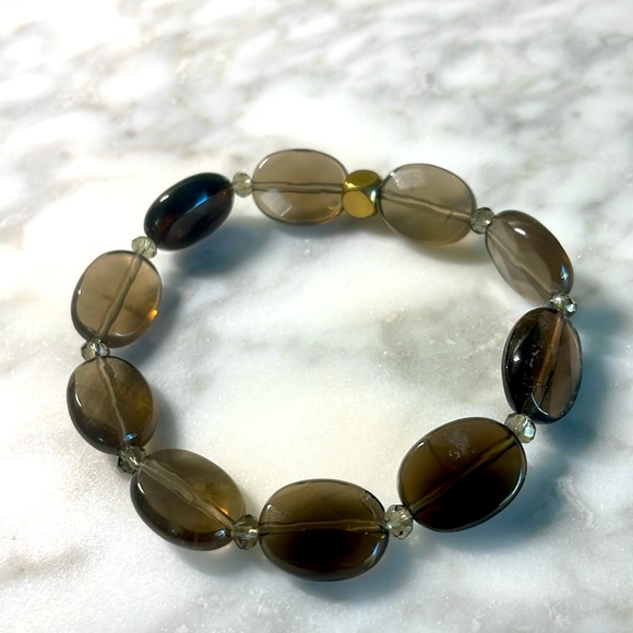77gems Jewelry - Smokey quartz & crystal bracelet in size 7”